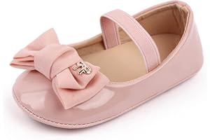 SABATUTU Infant Baby Girls Princess Wedding Dress Mary Jane Flats,Toddler Soft Sole Prewalker Sparkly Lightweight Shoes