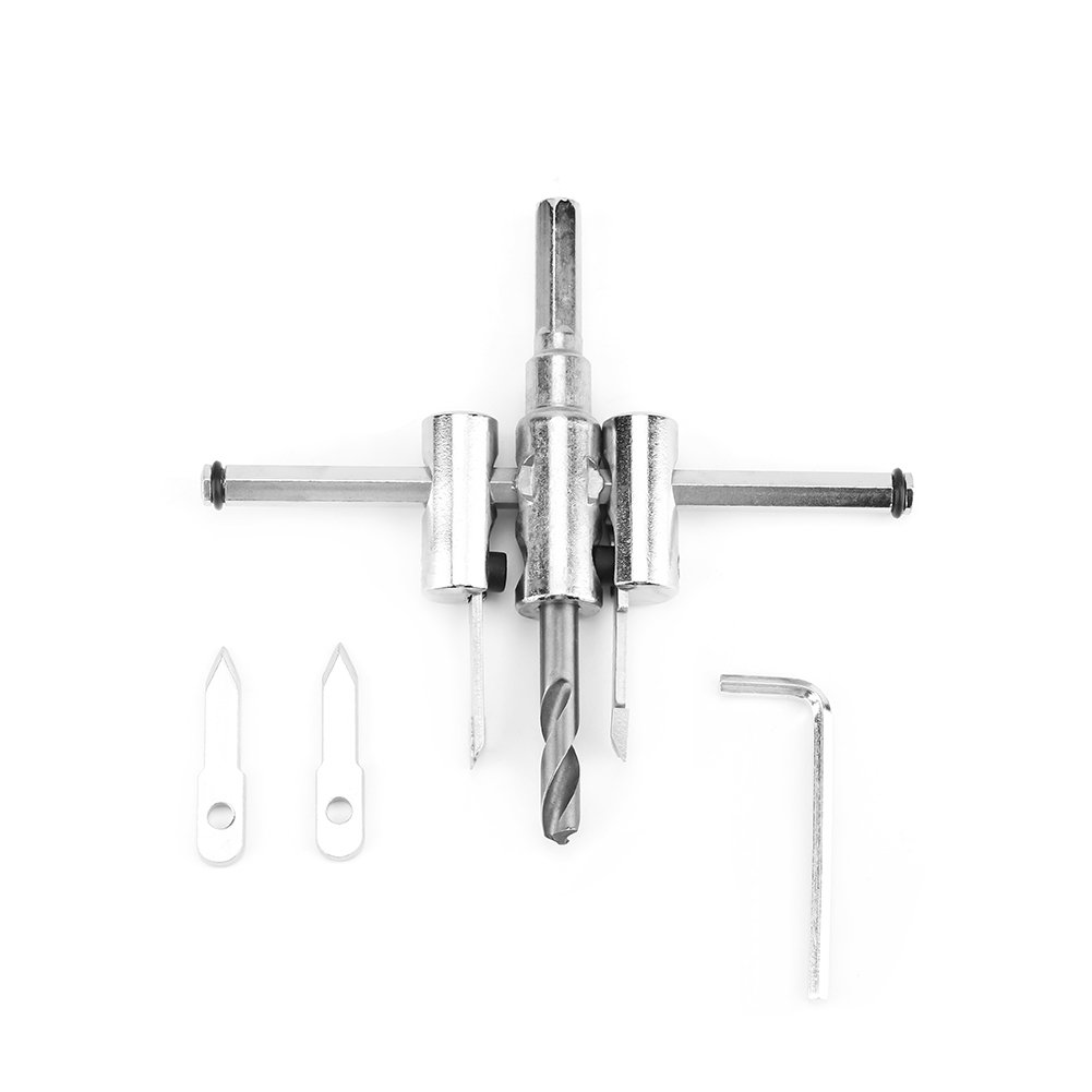 Adjustable Circle Hole Saw Cutter, 30-120mm Silver Alloy Steel Wood Cutter Drill Bits Set Used in Wooden Board, Plastic Board, Gypsum Board