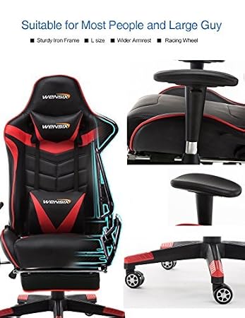 Wensix Ergonomique Pc De Chaise De Gaming Racing Chaise De Bureau