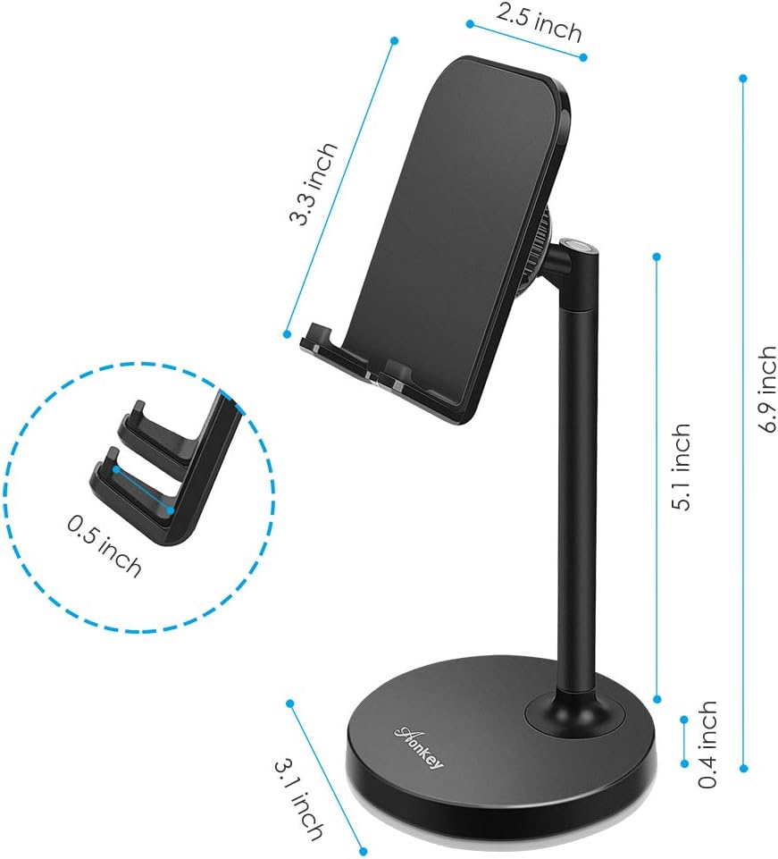 Adjustable Cell Phone Stand Holder for Desk Universal fits All Cellphones Compatible iPhone Xs Max XR X 6 6S 7 8 Plus, Galaxy S10 Plus Note 9& 7”-13” Tablets iPad, Great for Facetime& Recipe Reading: Computers & Accessories