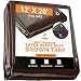 12' x 20' Super Heavy Duty 16 Mil Brown Poly Tarp Cover - Thick Waterproof, UV Resistant, Rot, Rip and Tear Proof Tarpaulin with Grommets and Reinforced Edges - by Xpose Safety