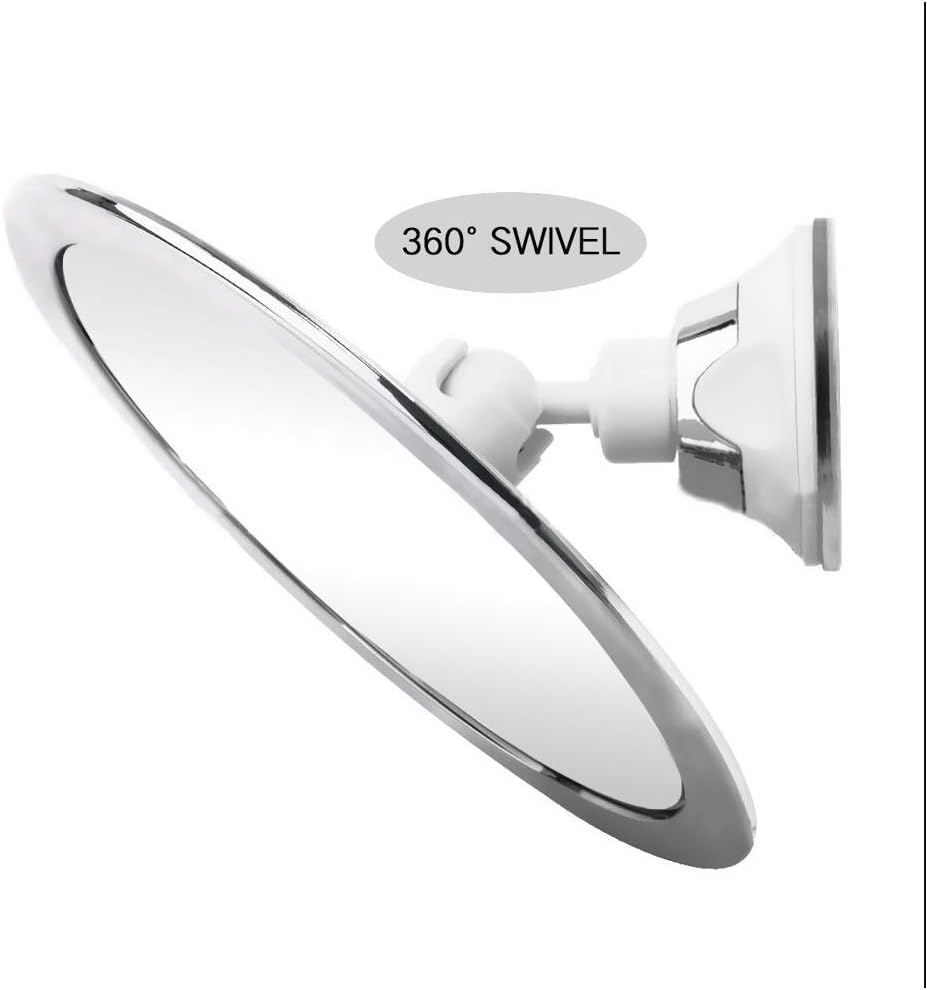 173mm 360 Degree Rotating Round Fogless Shaving Mirror Bathroom Shower Mirror with Locking Suction Anti-Fog Decorative Mirror -