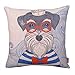 Kingla Home Cotton Linen Decorative Square Throw Pillow Covers Cute Sailor Dog Cartoon Pillowcases 18 x 18 Inch