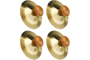 ibasenice 4pcs Finger Cymbals with Wooden Handles Copper Band Cymbals Mini Marching Cymbals Hand Cymbal Belly D ance Music Instrument