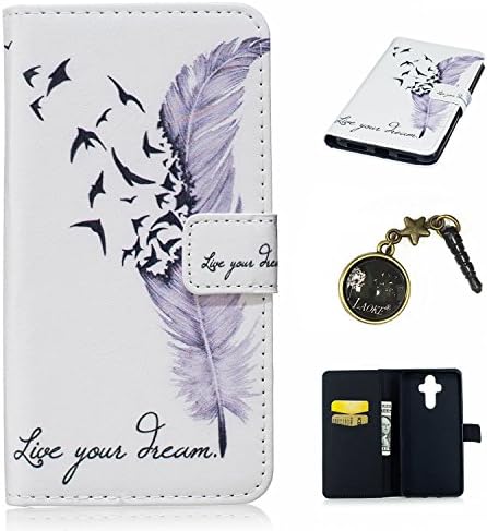 Leather Case for Huawei Ascend Mate 9 New Genuine, Folio PU Leather Wallet Flip Case Cover Colourful Painted Flower Case Multi Pattern Wallet Book-Style Mobile Phone Case with Stand Function and Card Slot and Magnetic Closure For Huawei Ascend Mate 9 + Dust Plug