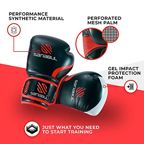 Sanabul Essential Gel Boxing Kickboxing Training Gloves (Black/Metallic