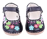 Baby Kids Girls Toddler Faux Leather Flats Crib Shoes, Rubber Sole Baby First Walkers