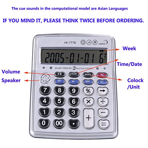 Egoelife Musical Desktop Calculator 12-Digits LCD Display with Alarm ...