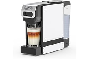 KOTLIE ST-550 Single Serve Coffee Maker, Espresso Capsule Coffee Maker for K*cup capsule/Ne*s Original/Dol*e Gu*to and Ground Coffee, 19Bar, 1L, Compact（Black）