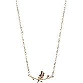 Alex and Ani Cardinal Necklace for Women - Ruby & Clear Pavé Accented Necklace Featuring Sacred Cardinal on Branch, Meaningful Cardinal Gifts