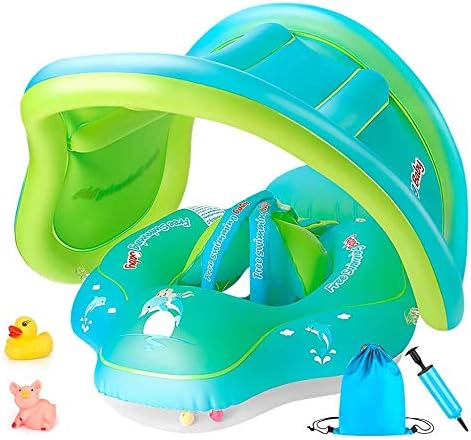 Best Fire 浮き輪 赤ちゃん 子供 ベビー 幼児用 ベビーフロート 日よけ 水遊び プール用 うきわ お風呂 4年保証 フロート屋根あり ハンドポンプ付 リング 水泳 専用ポーチ