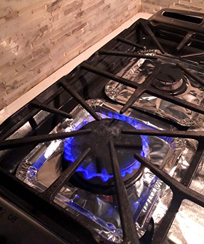 Aprince Stove Burner Covers, 40 Pieces Aluminum Foil Square Gas Stove Burner Covers, Disposable Thicker Bib Liners Covers for Gas Top, 8.7" x 8.7"