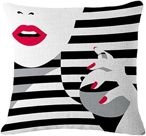 Simple black background fashion girl makeup Cotton Linen Throw Pillow covers Case Cushion Cover Sofa Decorative Square 18 inch (Wear perfume)