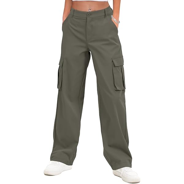 SMIDOW Baggy Cargo Pants for Women Relaxed Fit Low Rise
