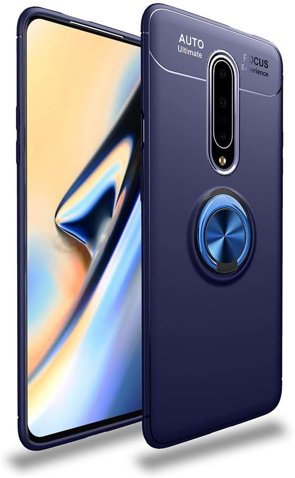 Avalri OnePlus 7 Pro Case, Thin Soft Full Protective 360 Degree Rotating Ring Kickstand Cover with Support Magnetic Car Mount Function for OnePlus 7 Pro (Blue)