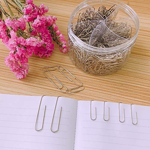 Youyuan Paper Clips, 650 Pieces Assorted Sizes Silver Paperclips, Small, Medium and Jumbo (28mm, 33mm, 50 mm), for Office School Clips and Personal Document Organizing (Certified Refurbished)