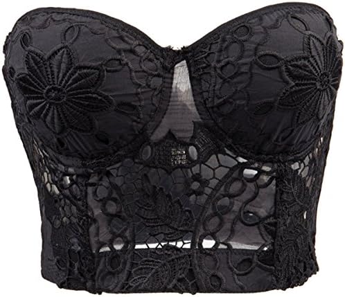 Yinwes Corset Women Clubwear Gothic Punk Strapless Bra Lace+Sequined Push Up Bustiers
