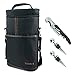 Teikis 2-Bottle (4 Pieces) Wine Bag Tote Carrier for Travel - with Bottle Opener, Wine Stoppers, All-In-One Corkscrew