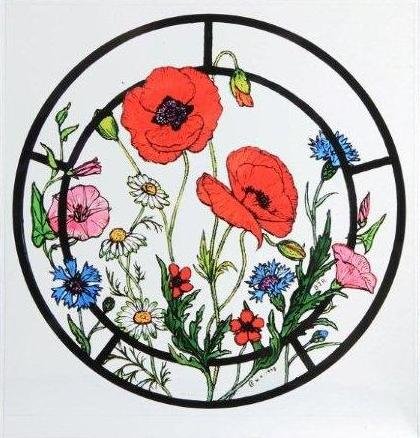 HENSITA Static Window Cling in a Cornfield Flowers Design