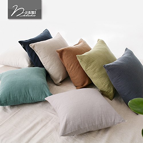 Linen Pillow Covers 18 x 18 Inch Sets of 2 sky blue Decorative Square Throw Pillow Cover Cushion Case Sofa Durable Modern Stylish Linen sky blue Throw Cushion Covers Hidden Zipper - Thumbnail 6