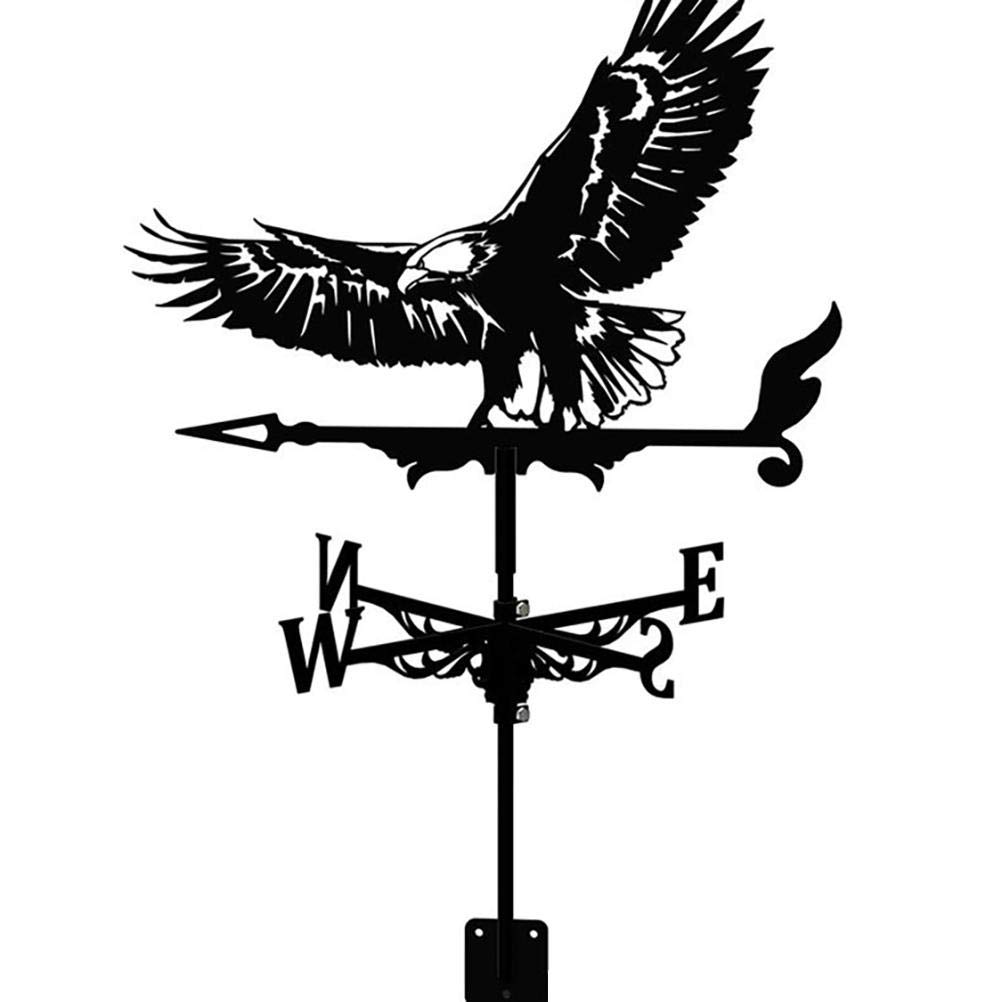 Hidyliu Weathervane Stainless Steel Weather Vane Bald Eagle Mount Yard Roof Decoration Black Retro Professional Measuring Tools for Farm Scene Garden Gifts 50 * 35 CM