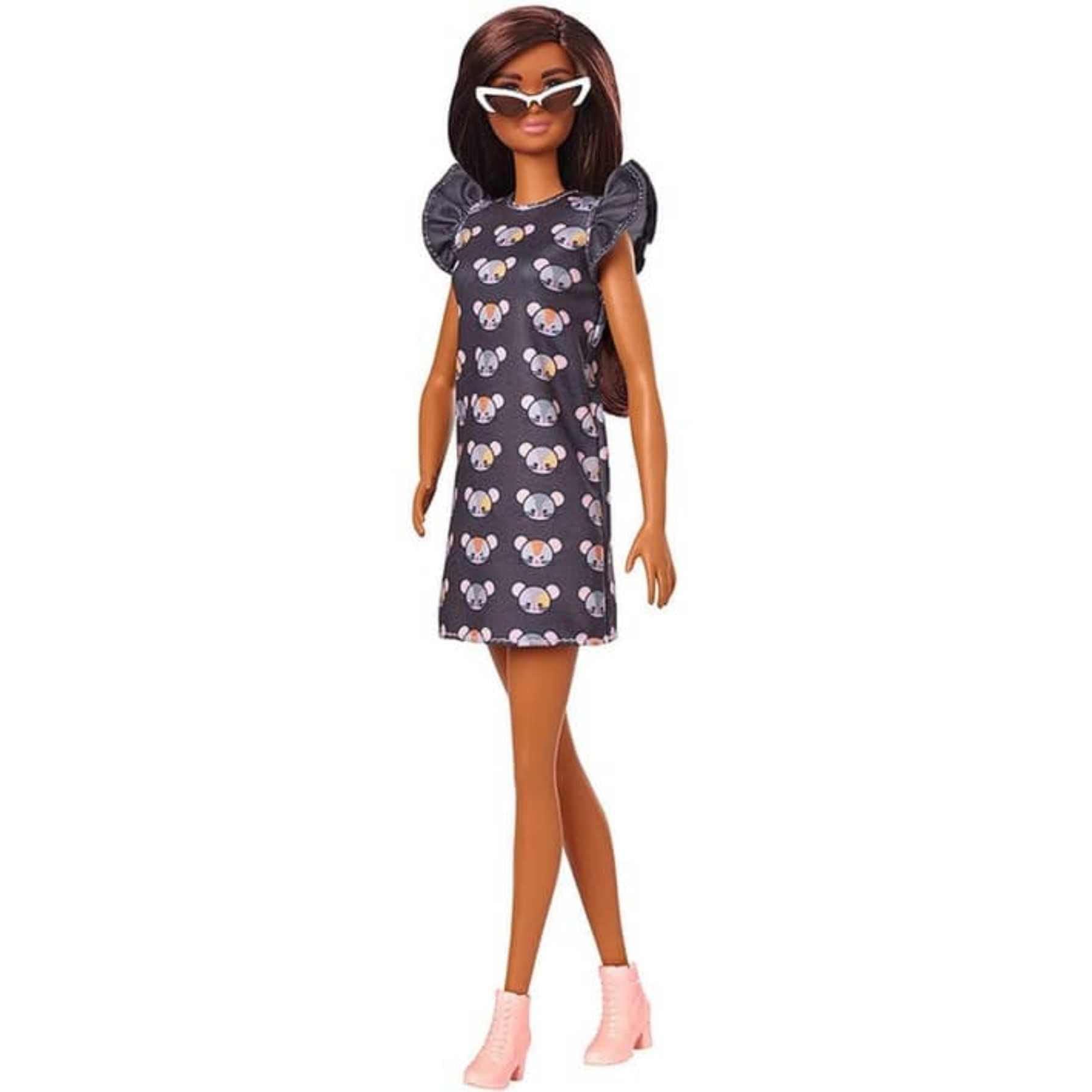 Barbie GYB01 Fashionistas Doll with Mouse Print Dress, Toy for Kids 3 to 8 Years Old, 30.45 cm*5.08 cm*10.16 cm