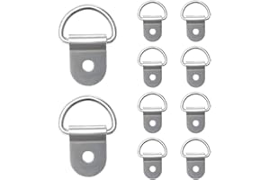 JUSTTOP 10PCS Small Metal D-Ring Tie Downs, Heavy Duty D Ring Tie Downs Trailer Anchor Rings, D-Rings Anchor Lashing Ring for