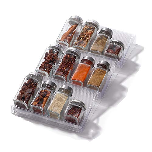 IVYHOME Expandable Drawer Spice Rack Organizer, 3 Slanted Tiers