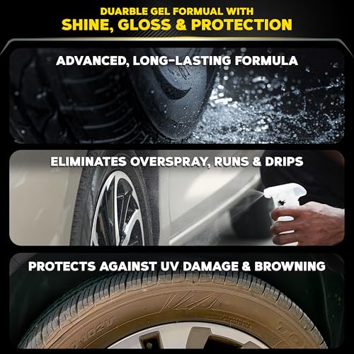 Meguiar's Endurance Long-Lasting High Gloss Black Premium Tyre Gel, 473 ml | Delivers a Rich High Gloss Shine with UV Protection and a No-Mess Gel Formula - G7516EU