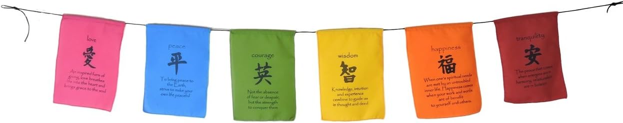 Handmade Tibetan Affirmation Prayer Flags Peace Happiness Courage Love Tranquility