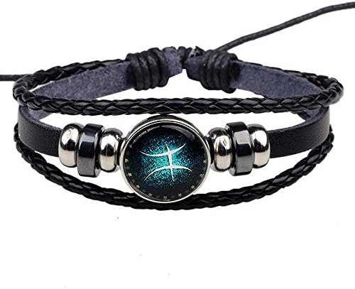 HIRIRI Hot Sale Unisex 12 Constellations Bracelet Fashion Jewelry Alloy Leather Bracelet Personality Bracelet Gift