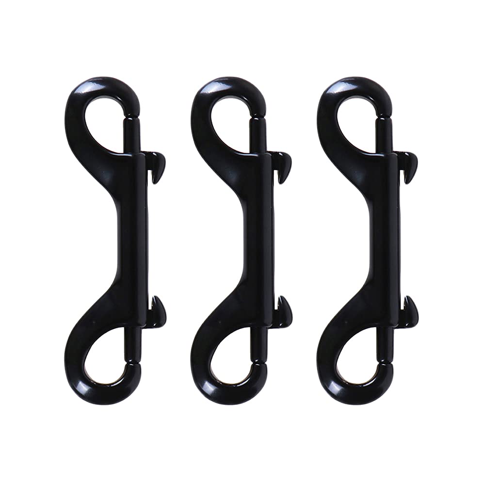 Nifocc Double Ended Bolt Snap Hooks Double End Heavy Duty Trigger Snaps Lobster Clasp Snap Hook Bolt Snaps Fastener Clip - Black 3 PCS