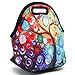 ICOLOR Colorful Tree Insulated Neoprene Lunch Bag Tote Handbag lunchbox Food Container Gourmet Tote Cooler warm Pouch For School work Office