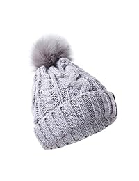 REDESS Gorro de pompón de invierno para mujer con gorro de esquí con calavera gruesa y forrada de lana gruesa