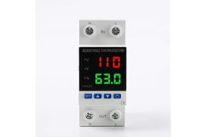 AELIUSSINE Smart Voltage Protector, 1-63A Adjustable 110V/220V DIN Rail Mount Circuit Breaker, Voltage Monitoring and stabilize, Over Voltage & Low Voltage Cut Off for Comprehensive Home & Equipment Safety