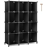TomCare Cube Storage Organizer 12-Cube Closet Organizer and Storage Shelves Bookshelf Cubes Organizer Plastic Book Shelf Book