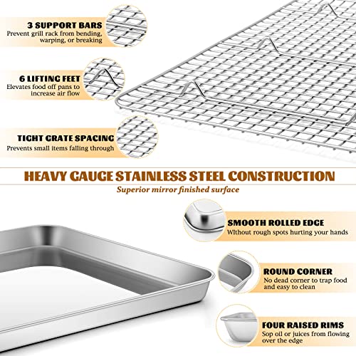 Stainless Steel Baking Sheet with Rack Set, Efar 16”x12” Cookie Sheet