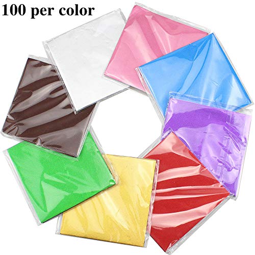 Dreamtop 800 Pieces 3.15"x3.15" Square 8 Colors Chocolate Candy Wrappers Aluminium Foil Packaging for DIY Chocolate Candy Packaging and Decoration