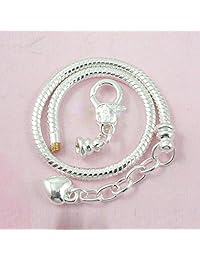Yeshan pulsera con cadena de serpiente y dijes, bañados en plata, con cierre de mosquetón clásico se adapta a todas las pulseras Chamilia, Troll, Biagi, 5 piezas