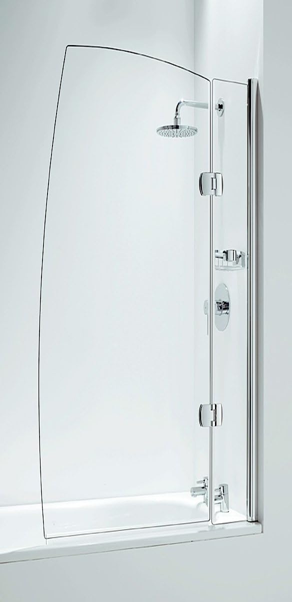 Coram Showers SFPS80CUC 1400mm x 800mm Designer Hinged Bathscreen, Chrome Finish, 6mm (Fixed Panel 5mm Thick) Clear Glass