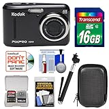 KODAK PIXPRO Friendly Zoom FZ43 Digital Camera (Black) with 16GB Card + Case + Selfie Stick + Kit