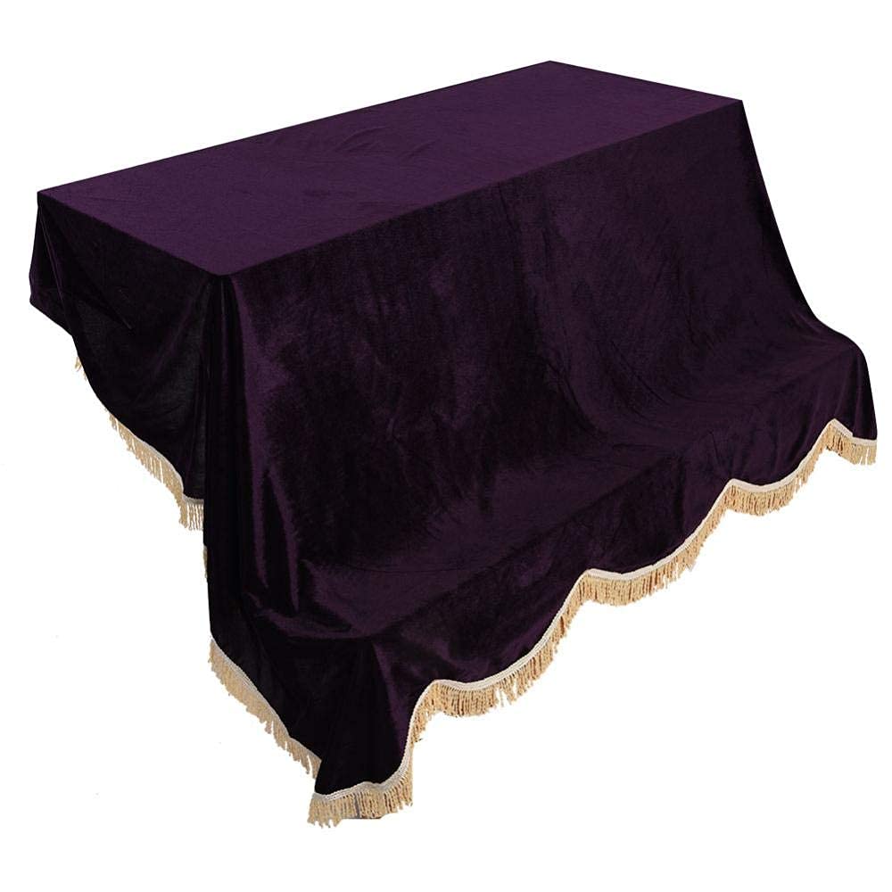 Alomejor Piano Cover Thickened Upright Piano Keyboard Dust Cover Tassels Piano Protective Cover (Purple)