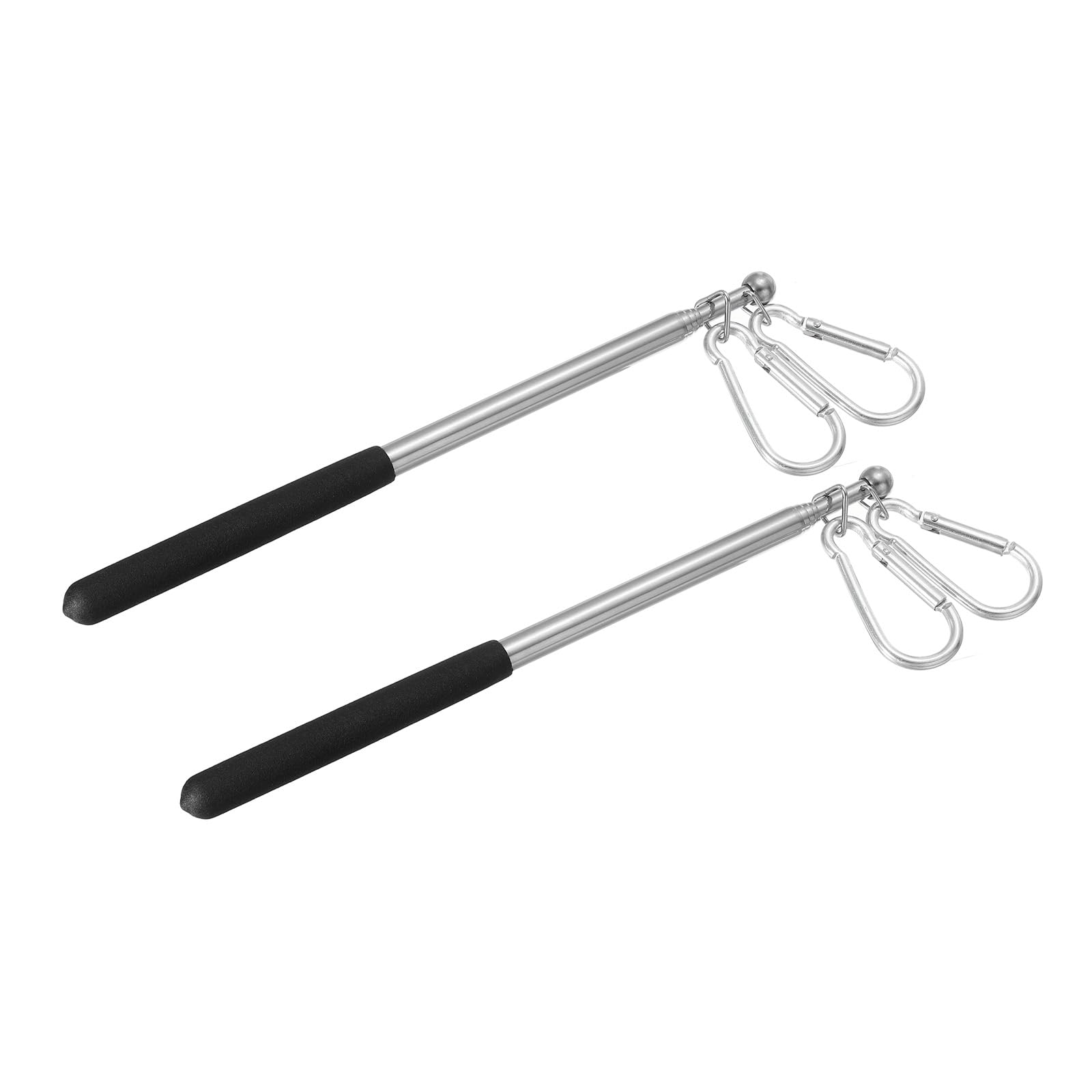 PATIKIL 3.3 Feet Telescopic Handheld Flagpoles, 2Pcs Tour Guide Flag Pole Stainless Steel Portable Collapsible Flag Pole with Clips for Teaching Pointer Training, Black