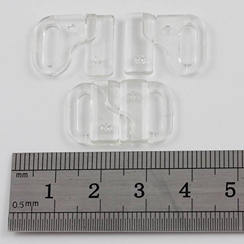 2 CLEAR BIKINI CLIPS HOOK and SNAP CLASPS 24x15mm STRAP BRA FASTENER
