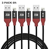Lightning Cable BYZ iPhone Charger Nylon Braided USB cable for iPhone 7 Plus 7 6S Plus 6 Plus SE 5S 5C 5, iPad 2 3 4 Mini, iPad Pro Air, iPod- 6ft/1.8m Black