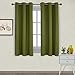 NICETOWN Christmas Window Decoration Thermal Insulated Solid Grommet Blackout Curtains/Drapes for Living Room (1 Pair, 42 by 63 inches, Olive Green)