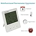 KUFUNG Backlight Hygrometer Thermometer, Digital Humidity Monitor Sensor with large LED display shows temperature,date,weather,Humidity&alarm