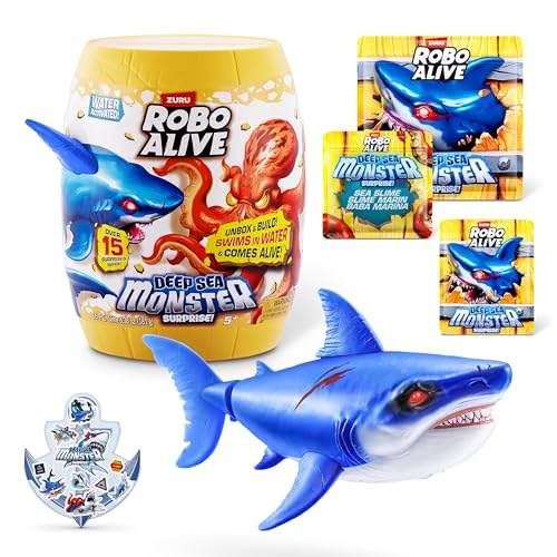 Robo Alive Deep Sea Monster Surprise (Shark) by ZURU, Surprise Unboxing and Electronic Animal Toy for Boys