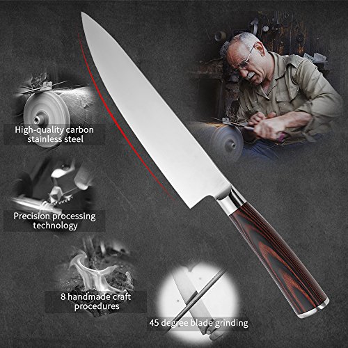NEWONE Chef Knife,8 inches Professional Kitchen Knife High Carbon,Sharp Knives with Ergonomic Equipment Handle - Thumbnail 2