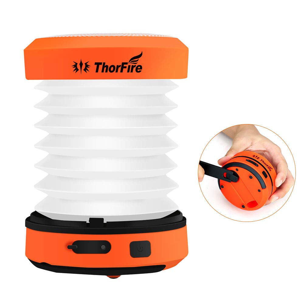 ThorFire LED Camping Lantern Lights Hand Crank USB Rechargeable